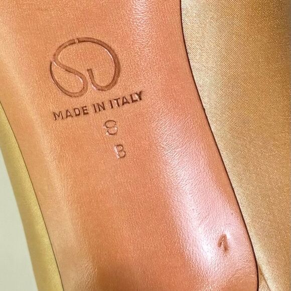 ST. JOHN Modena Marie Satin Rhinestone Heels Pumps Champagne Gold Formal Sz 8 - Picture 15 of 16